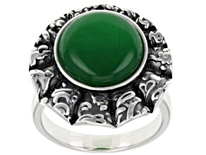 Green Jadeite Sterling Silver Oxidized Ring