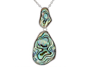 Abalone Shell Rhodium Over Sterling Silver Necklace