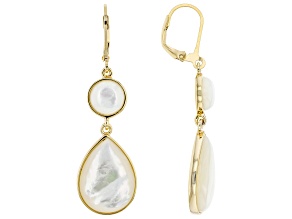 White Mother-of-Pearl 18k Yellow Gold Over Sterling Silver Dangle Earrings