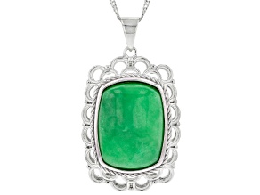 Jadeite Sterling Silver Pendant With 18" Chain