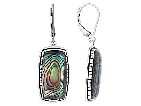Multicolor Abalone Shell Sterling Silver Dangle Earrings