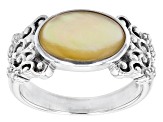 Golden Mother-Of-Pearl Rhodium over Sterling Silver Ring