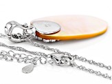 Golden Mother-Of-Pearl Rhodium over Sterling Silver Elongated Enhancer with 18" Chain