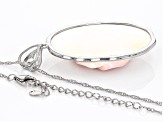 Pink Conch Shell Rhodium Over Silver Fancy Rose Pendant with Chain