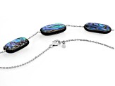 Triplet Bead Abalone Shell Rhodium Over Sterling Silver Station Necklace 30x15mm
