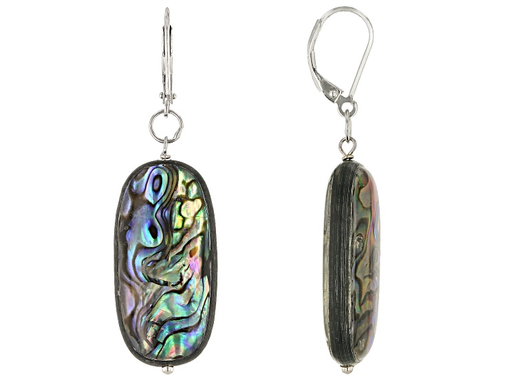 Multi Color Triplet Bead Abalone Shell Rhodium Over Sterling Multi Color Triplet Bead Abalone Shell Rhodium Over Sterling