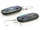 Multi Color Triplet Bead Abalone Shell Rhodium Over Sterling Silver Dangle Earrings