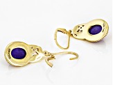 Purple Jadeite with Purple Amethyst 18k Yellow Gold Over Silver Dangle Earrings .03ctw