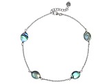 Multicolor Abalone Shell Rhodium Over Sterling Silver Anklet