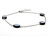 Multicolor Abalone Shell Rhodium Over Sterling Silver Anklet
