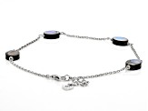 Multicolor Abalone Shell Rhodium Over Sterling Silver Anklet
