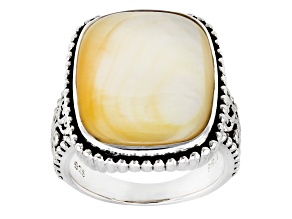 Golden Mother-of-Pearl Sterling Silver Ring