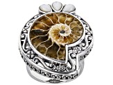 Ammonite Shell with White Mother-of Pearl Sterling Silver Ring