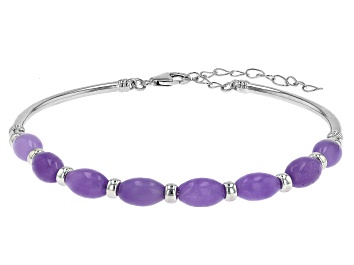Picture of Purple Jadeite Rhodium Over Sterling Silver Bracelet