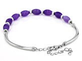 Purple Jadeite Rhodium Over Sterling Silver Bracelet