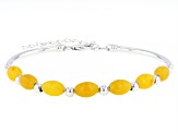 Yellow Jadeite Rhodium Over Sterling Silver Bracelet