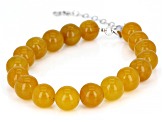 Yellow Jadeite Beaded Rhodium Over Sterling Silver Bracelet