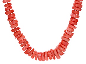 Pink Coral Chip Rhodium Over Sterling Silver Necklace