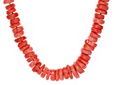 Pink Coral Chip Rhodium Over Sterling Silver Necklace