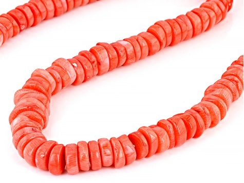 Pink Coral Chip Rhodium Over Sterling Silver Necklace