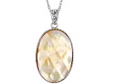 Golden Mother-Of-Pearl Rhodium Over Silver Pendant Enhancer With Chain