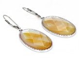 Golden Mother-Of-Pearl Rhodium Over Sterling Silver Dangle Earrings