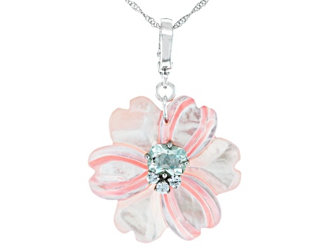 colour Blossom sun pendant, pink gold and white mother-of-pearl