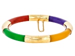 Multi-Color Jadeite 18k Gold Over Sterling Silver Bangle Bracelet