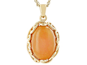 Picture of Honey Color Jadeite 18k Yellow Gold Over Sterling Silver Pendant with Chain