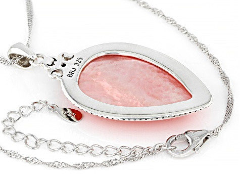 Pink Mother-of-Pearl with Rhodolite Sterling Silver Pendant with Chain