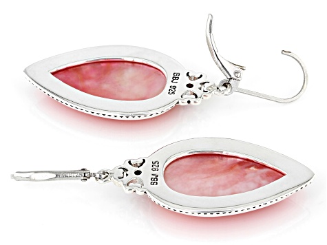 Pink Mother-of-Pearl with Rhodolite Sterling Silver Earrings 0.32ctw