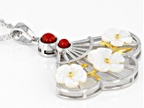 Red Sponge Coral Rhodium & 18K Yellow Gold Over Silver Two-Tone Pendant With Chain