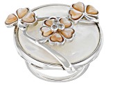 White Mother-Of-Pearl With Pink Mother-Of-Pearl Rhodium Over Sterling Silver Ring 0.06ctw