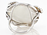 White Mother-Of-Pearl With Pink Mother-Of-Pearl Rhodium Over Sterling Silver Ring 0.06ctw