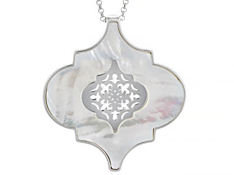 White Mother-Of-Pearl Sterling Silver Enhancer With Chain