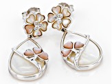 White and Pink Mother-Of-Pearl Rhodium Over Silver Earrings