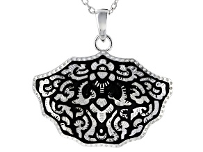 Sterling Silver Floral Design Pendant With Chain