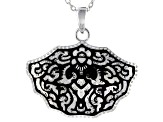 Sterling Silver Floral Design Pendant With Chain