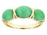 Green Jadeite 18k Yellow Gold Over Sterling Silver Ring 8x6mm