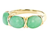 Green Jadeite 18k Yellow Gold Over Sterling Silver Ring