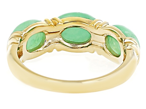 Green Jadeite 18k Yellow Gold Over Sterling Silver Ring