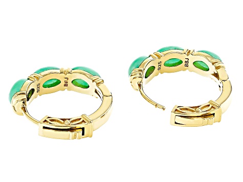 Green Jadeite 18k Yellow Gold Over Sterling Silver Hoop Earrings