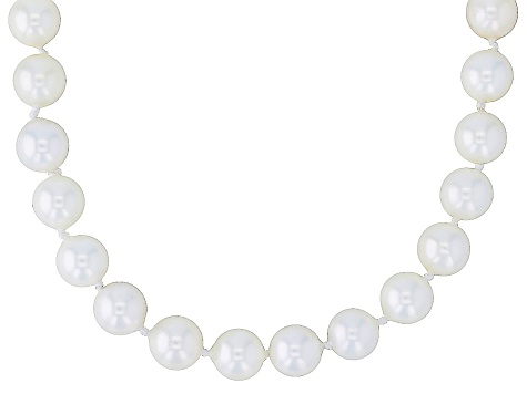 White Mother-of-Pearl Rhodium Over Sterling Silver Beaded Necklace