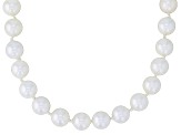 White Mother-of-Pearl Rhodium Over Sterling Silver Beaded Necklace