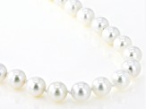 White Mother-of-Pearl Rhodium Over Sterling Silver Beaded Necklace