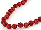 Red Coral Rhodium Over Sterling Silver Beaded Necklace