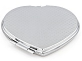 Multi Color Abalone Shell Silver Tone Heart Compact Mirror
