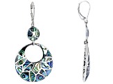 Abalone Shell Sterling Silver Inlay Dangle Earrings