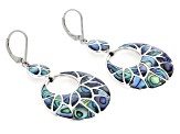 Abalone Shell Sterling Silver Inlay Dangle Earrings