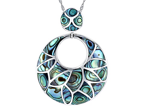 Abalone Mosaic Pendant and Chain Necklace - Yourgreatfinds